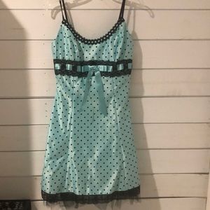 Jessica McClintock teal & black spaghetti strap dress size 9/10
